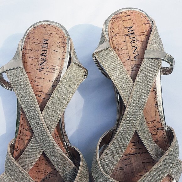 MERONA Gold Wedge Espadrilles Sandals | Size 11M w/Box - Picture 7 of 12